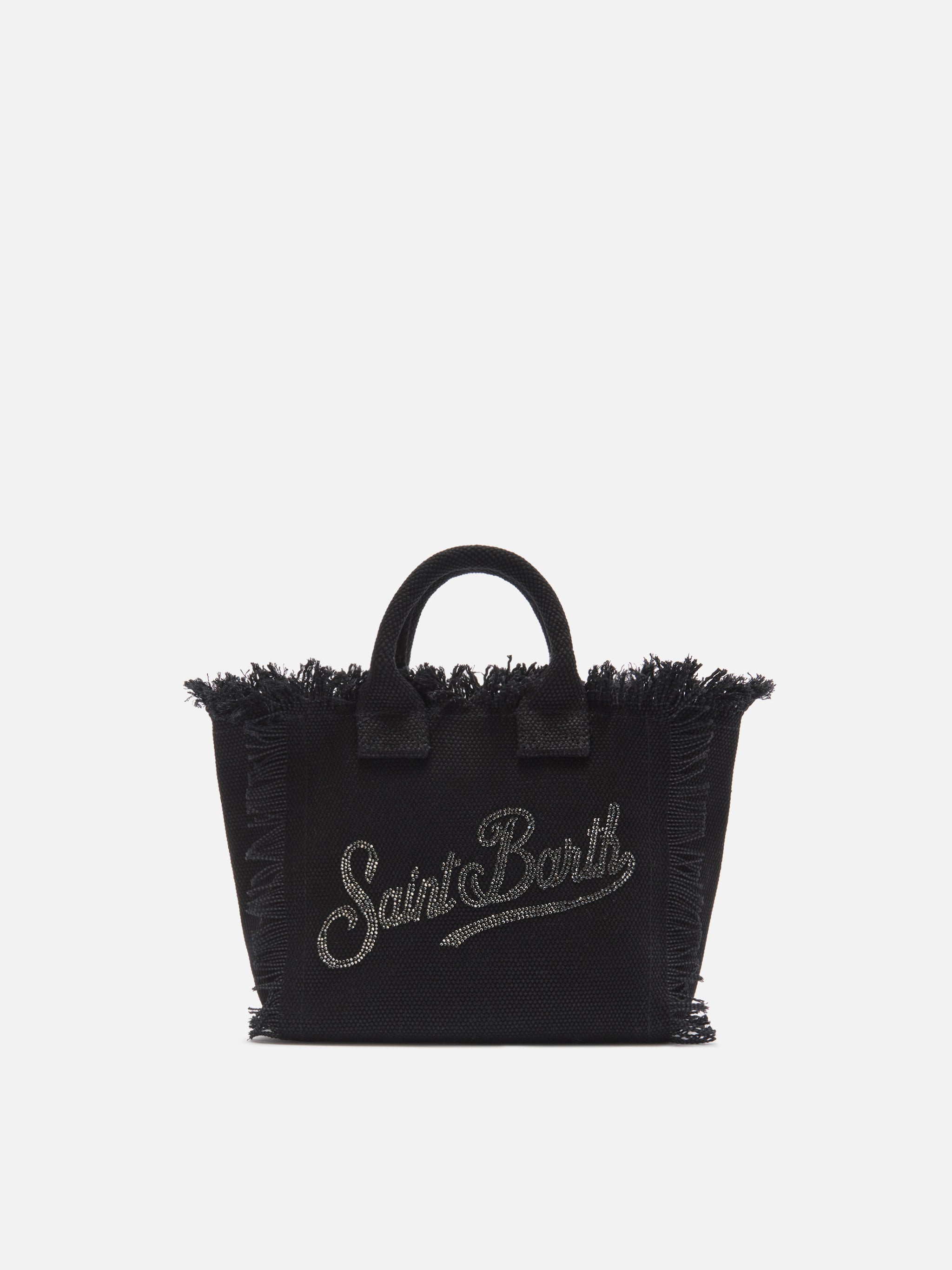 Black canvas Vanity mini bag with rhinestone logo – MC2 Saint Barth