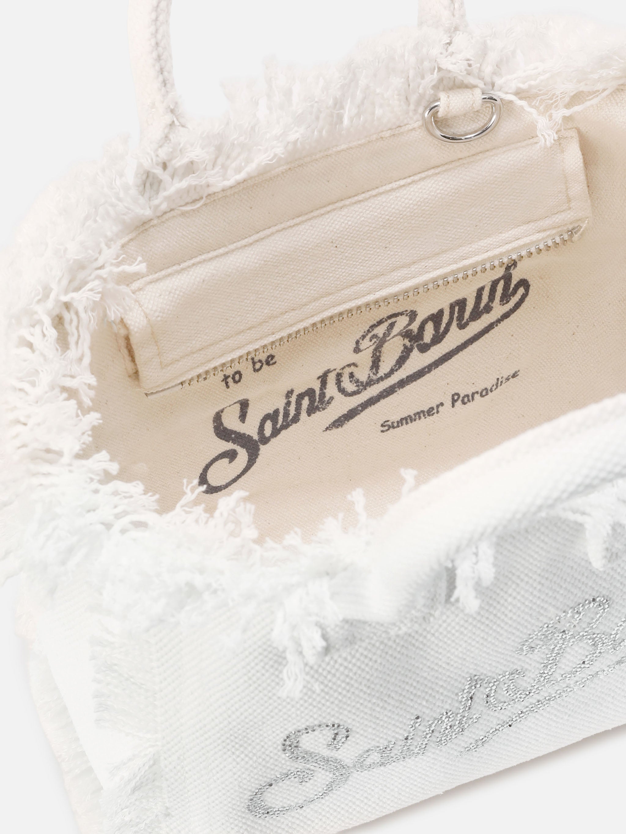 White canvas Vanity mini bag with rhinestone logo – MC2 Saint Barth