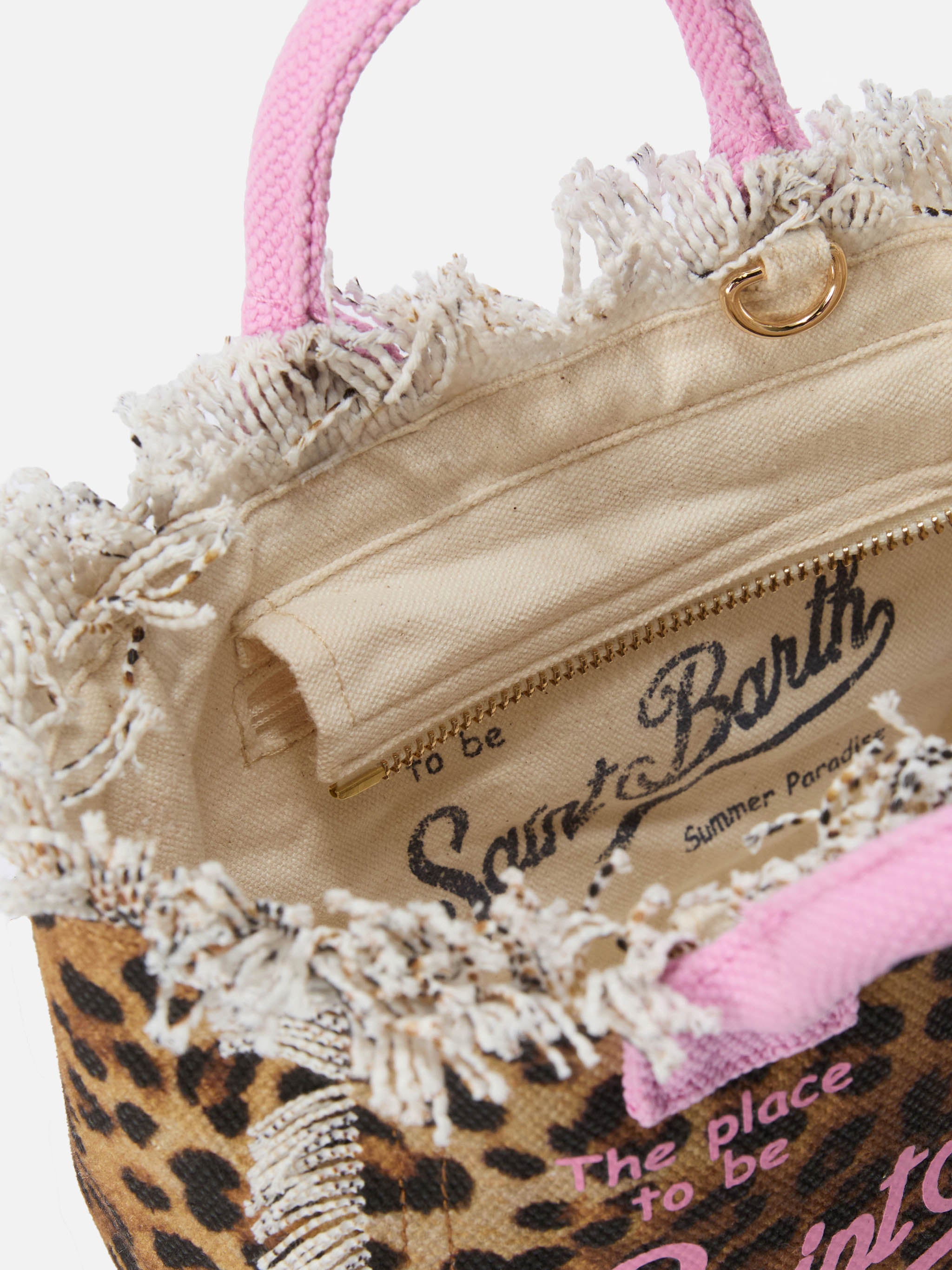 Leopard print canvas Vanity mini bag with pink details – MC2 Saint