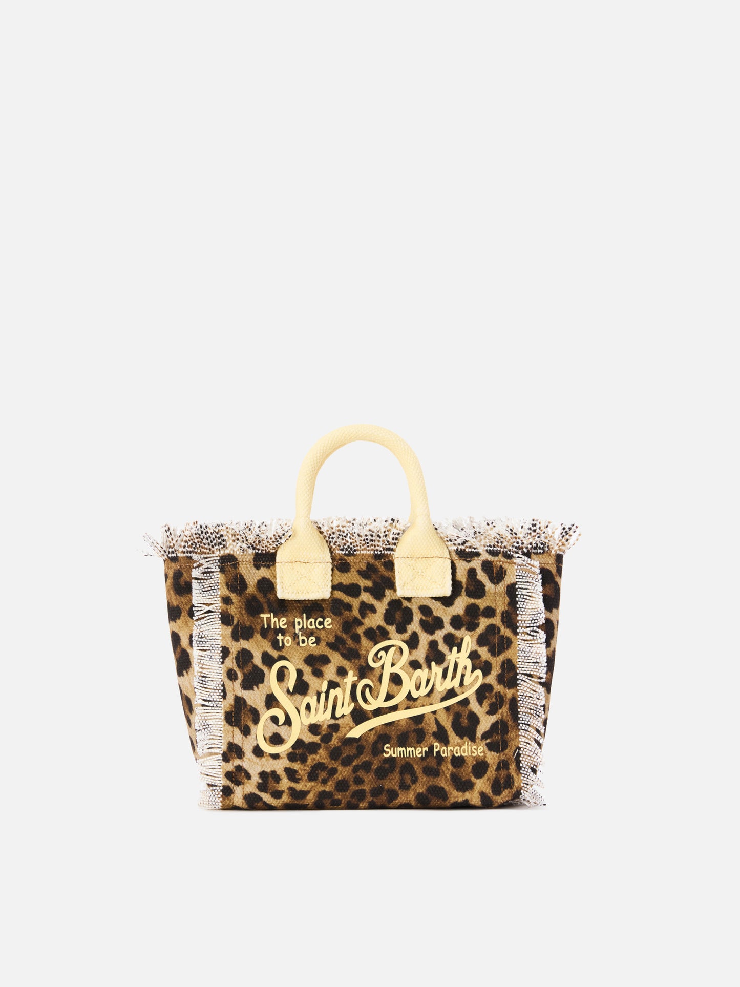 Leopard print canvas Vanity mini bag with yellow details