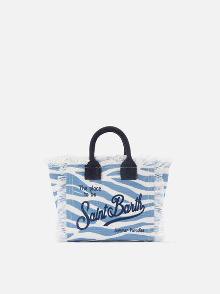 Blue zebra print canvas Vanity mini bag – MC2 Saint Barth
