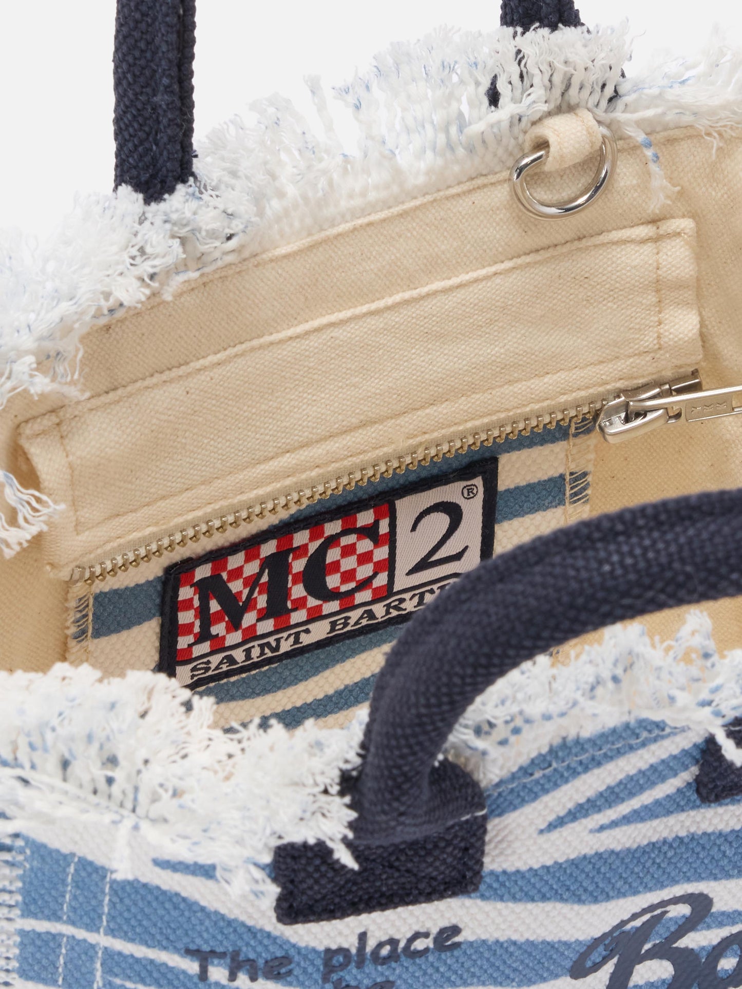 Blue zebra print canvas Vanity mini bag