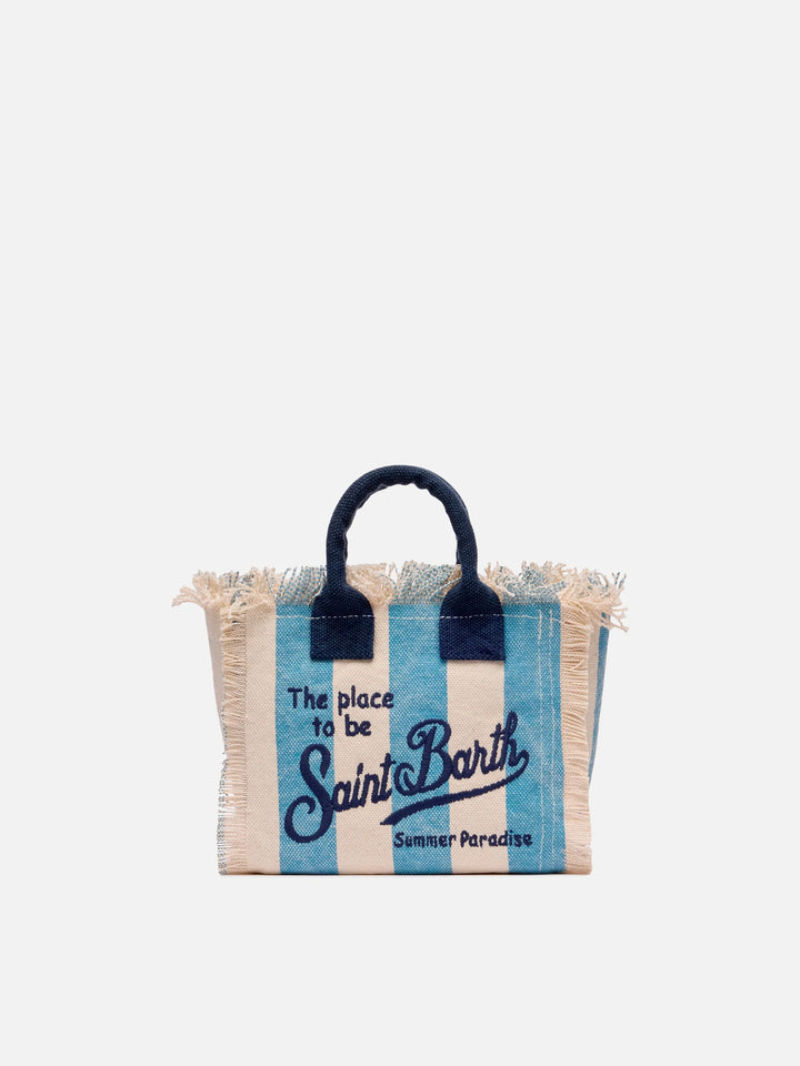 Borsa Mini Vanity in canvas di cotone con stampa a righe