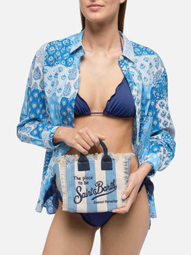 Cotton canvas Mini Vanity bag with striped print - MC2 Saint Barth