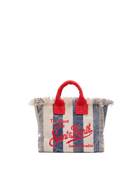 Cotton canvas Mini Vanity bag with striped print - MC2 Saint Barth