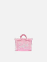 Mini Vanity Sponge Bag con stampa zebrata rosa in rilievo