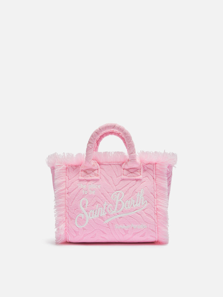 Mini Vanity Sponge Bag con stampa zebrata rosa in rilievo