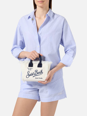 White terry effect Vanity mini bag with embroidered logo