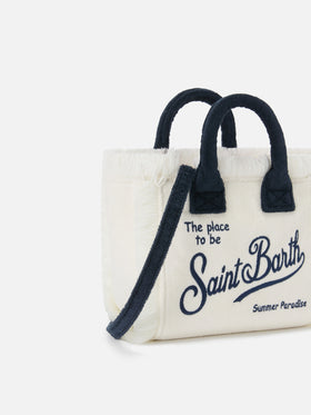 White terry effect Vanity mini bag with embroidered logo