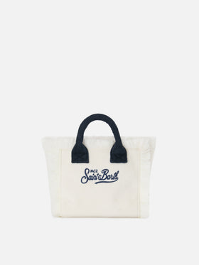 White terry effect Vanity mini bag with embroidered logo