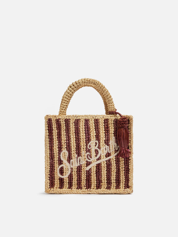 Mini Vanity Raffia bag with striped print