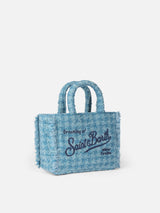 Wollhandtasche Mini Vanity mit hellblauem Tweedmuster