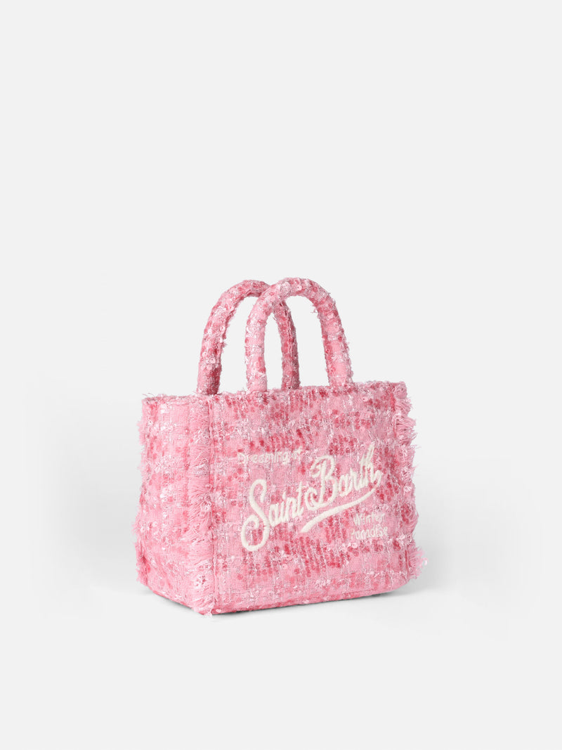 Wollhandtasche Mini Vanity mit rosa Tweedmuster