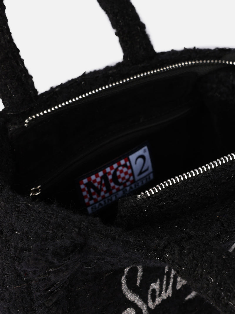 Mini Vanity wooly handbag with black tweed pattern