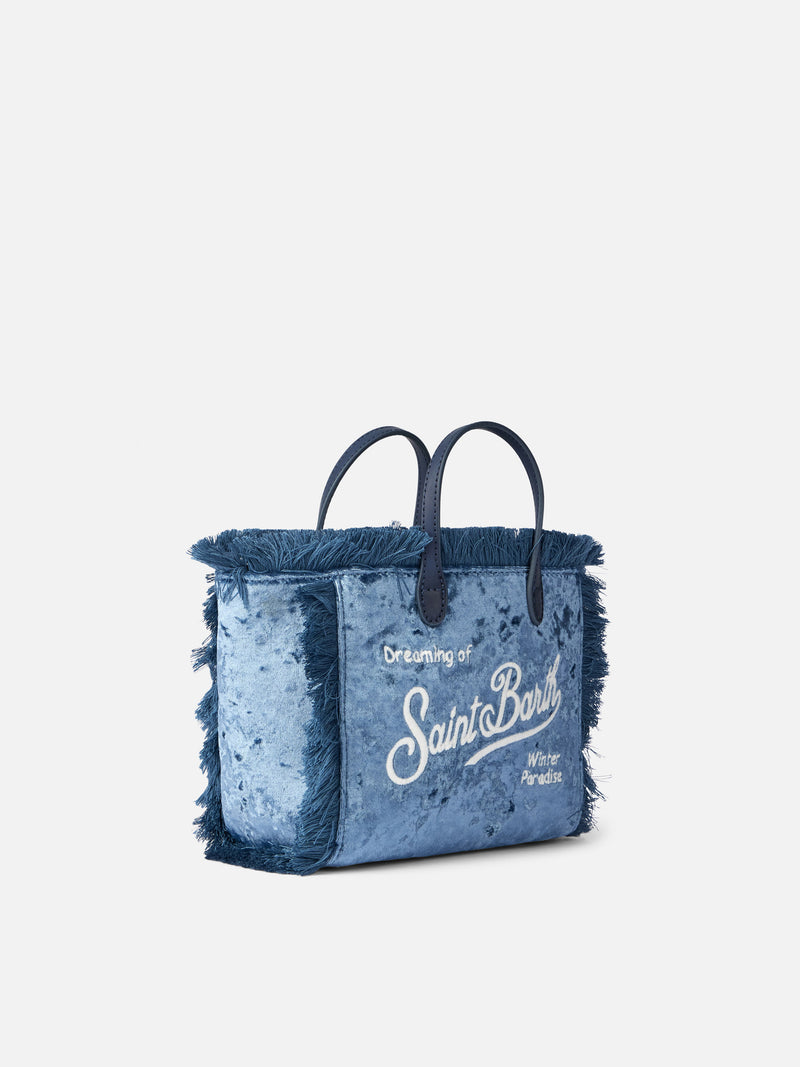 Mini Vanity hellblaue Chenille-Handtasche