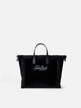 Mini Vanity black velvet handbag with Saint Barth rhinestones logo