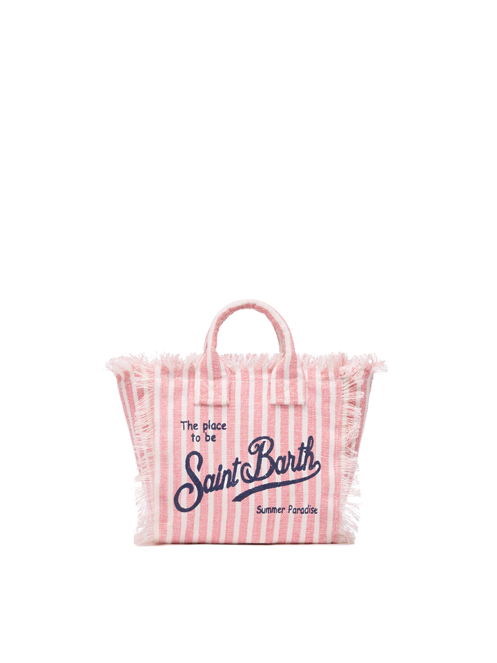 Borsa Mini Vanity Linen con stampa a righe