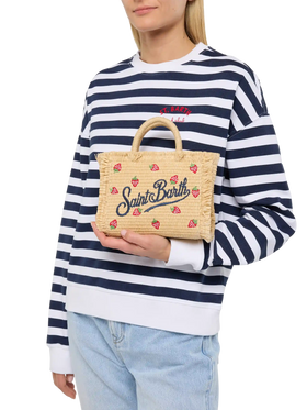Mini Vanity Tasche in Strohoptik mit aufgesetztem Erdbeer-Patch