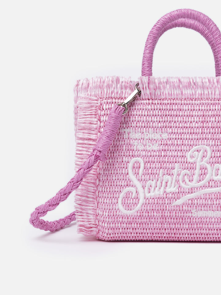 Rosa Mini Vanity Strohtasche