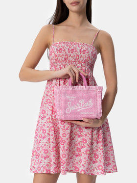 Rosa Mini Vanity Strohtasche