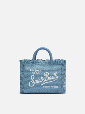 Denim Mini Vanity Straw effect bag