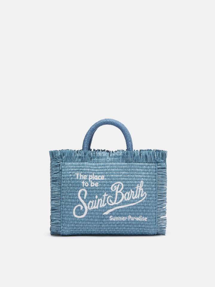 Denim Mini Vanity Straw effect bag