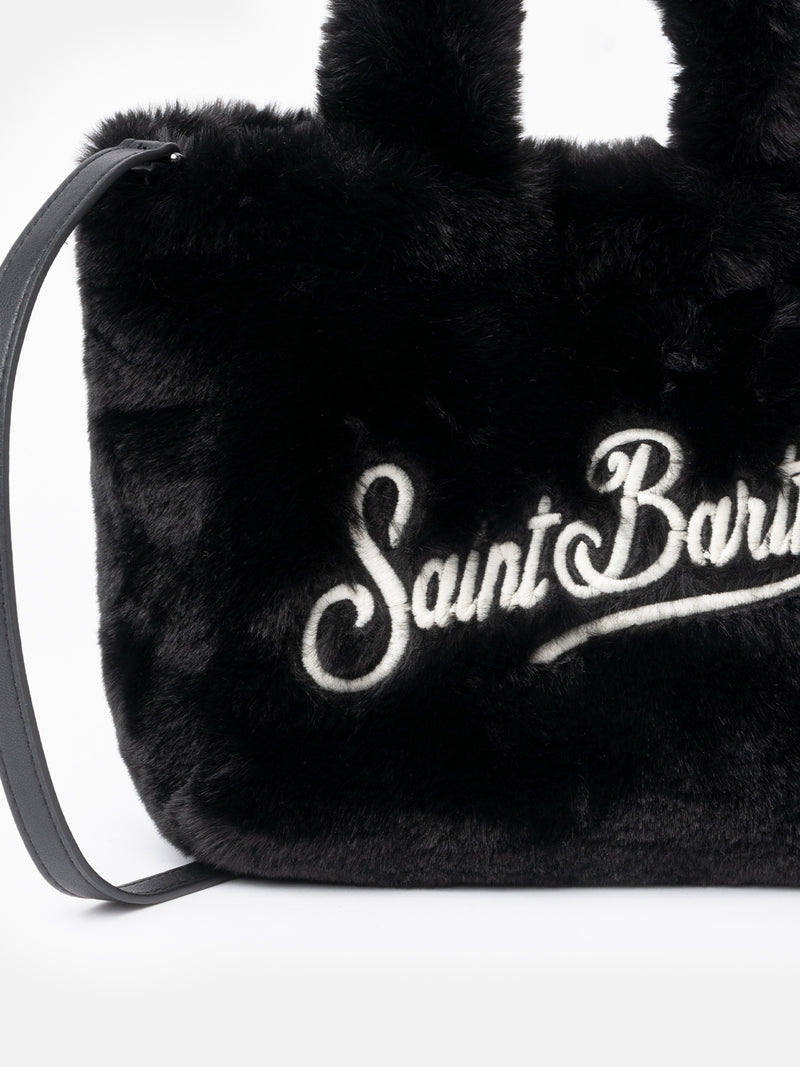 Borsa Mini Vanity nera effetto fur