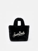 Borsa Mini Vanity nera effetto fur