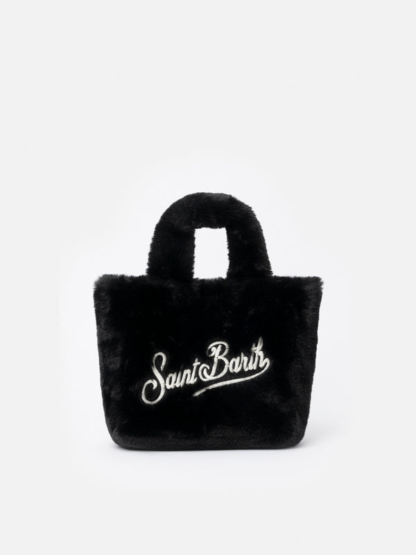 Mini Vanity black furry soft handbag