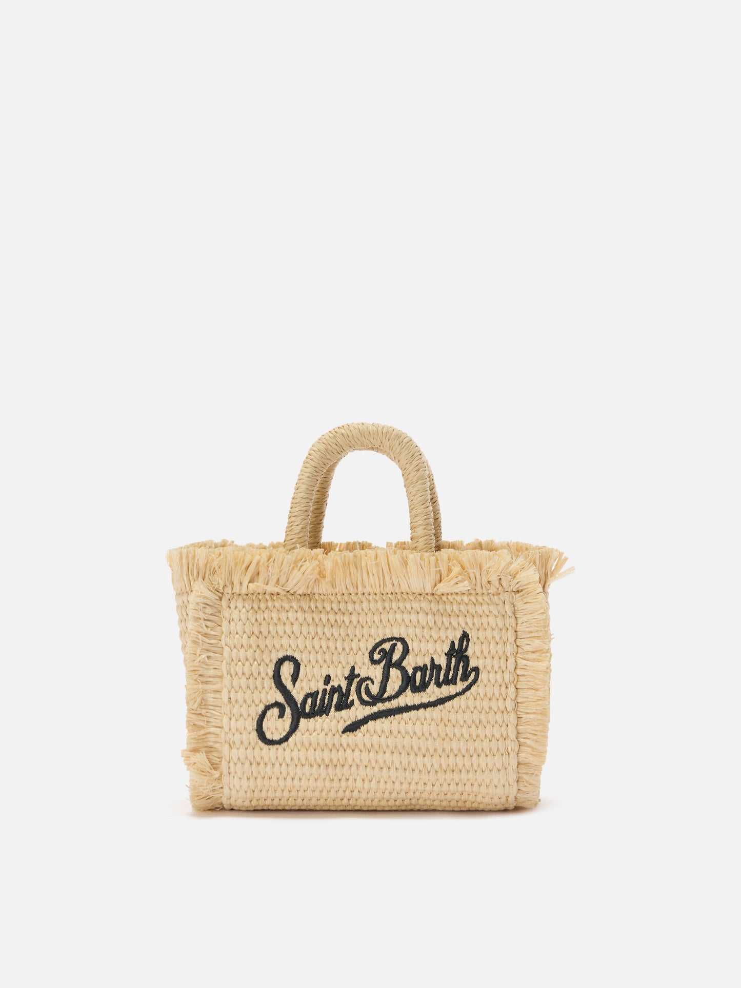 Vanity straw effect micro bag with blue details