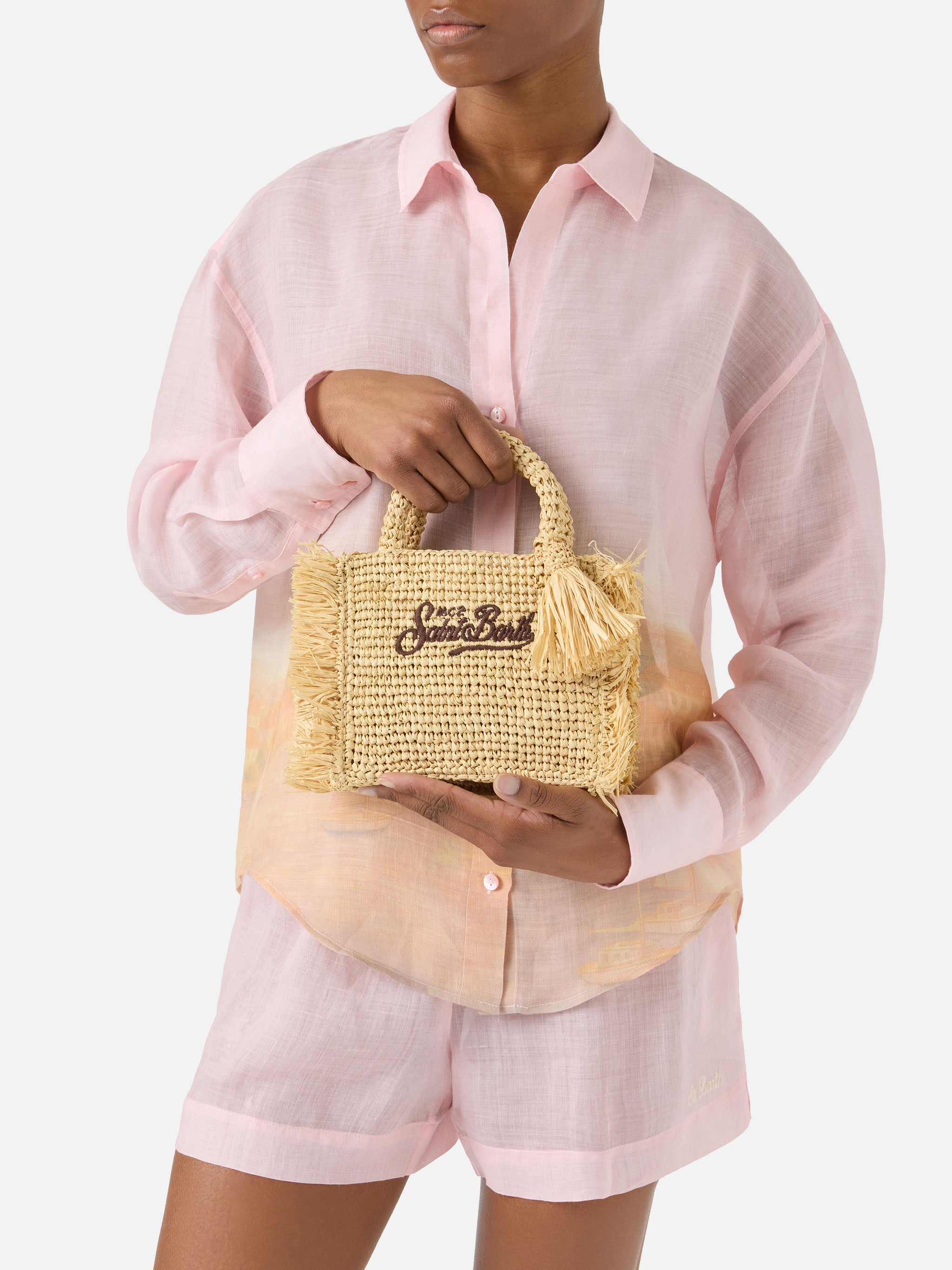 Vanity mini raffia bag with side fringes – MC2 Saint Barth
