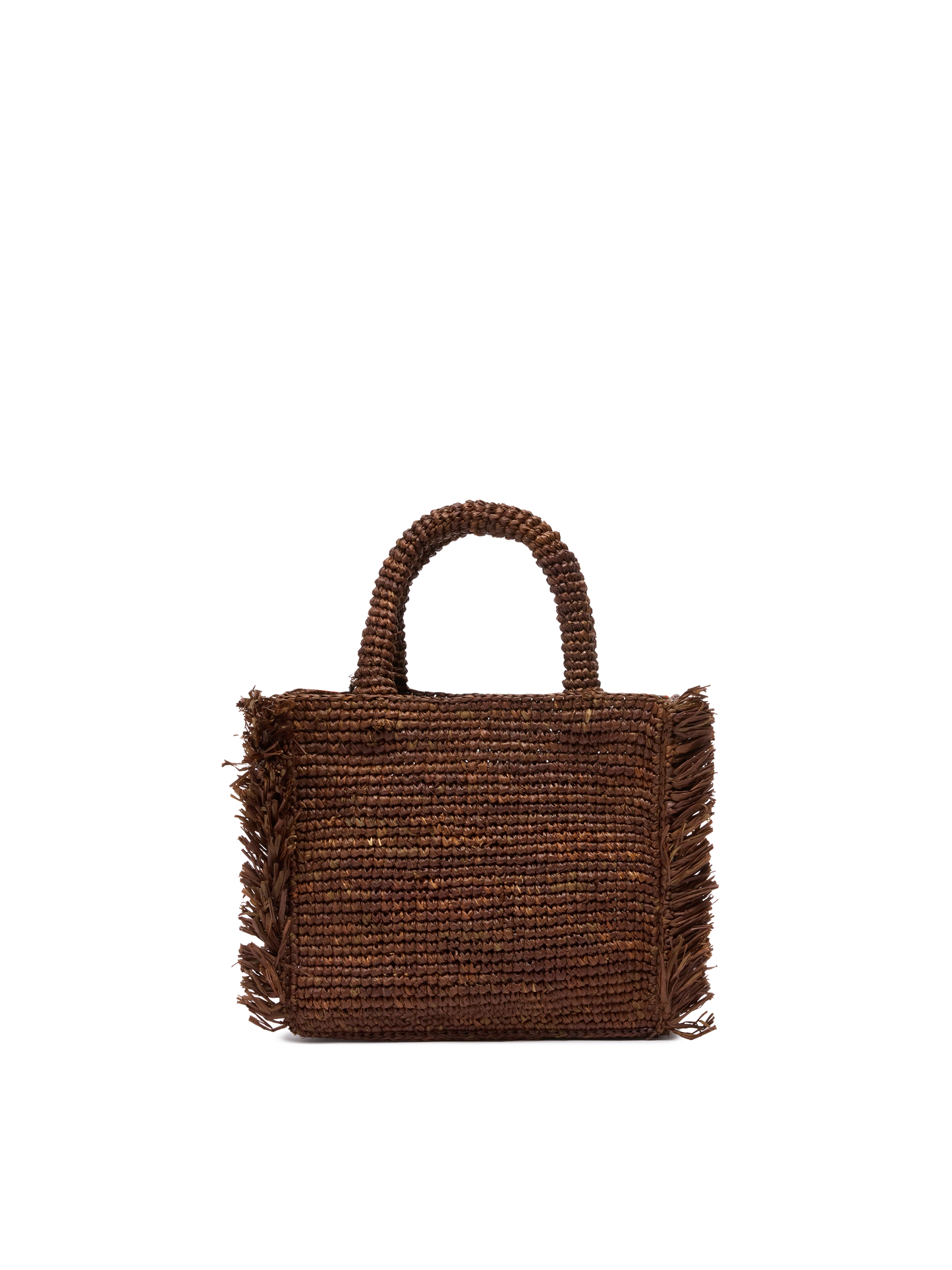Mini Vanity Tasche aus Raffiabast mit Fransen und Saint Barth-Stickerei