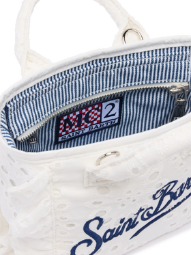 White Sangallo lace Mini Vanity Volant bag - MC2 Saint Barth