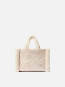 Borsa morbida a mano Vanity Mini Shearling beige