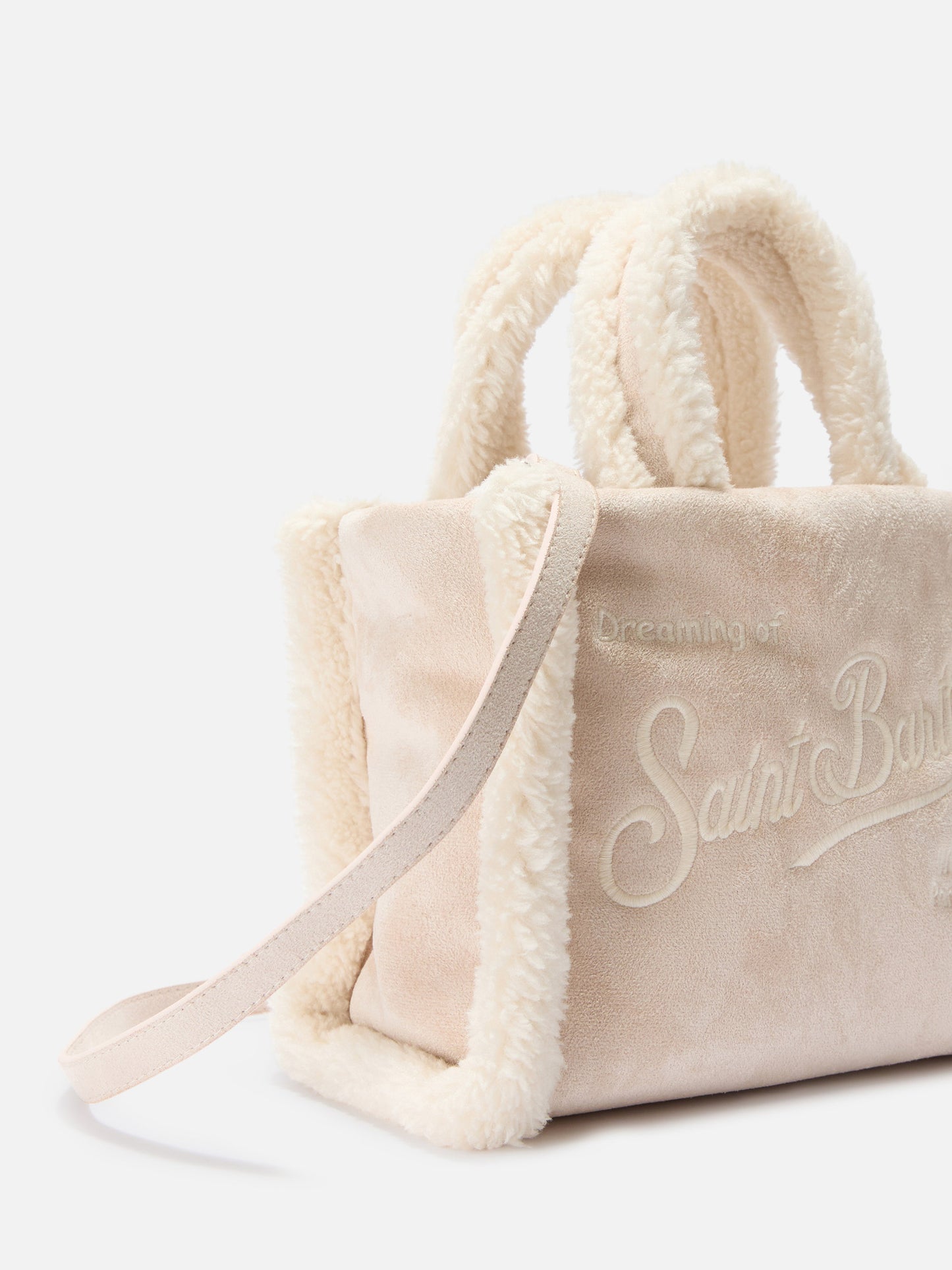 Borsa morbida a mano Vanity Mini Shearling beige