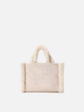 Borsa morbida a mano Vanity Mini Shearling beige