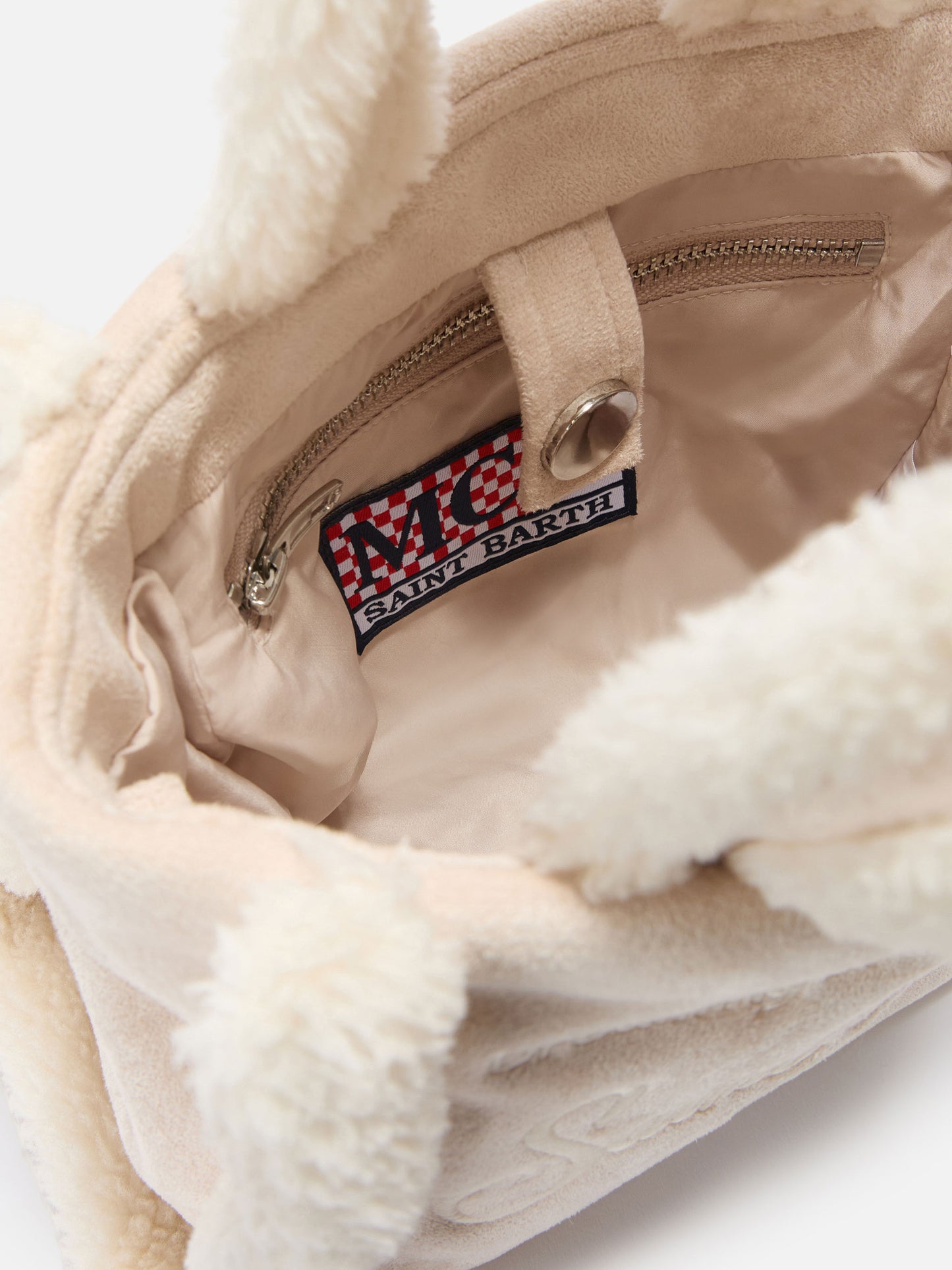 Borsa morbida a mano Vanity Mini Shearling beige