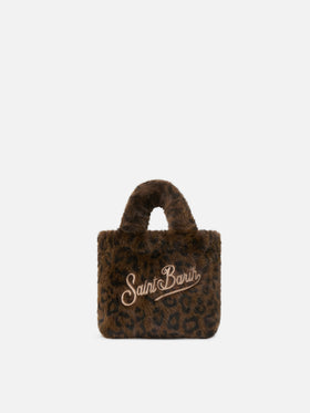 Mini sac Vanity Soft en fausse fourrure à imprimé léopard 