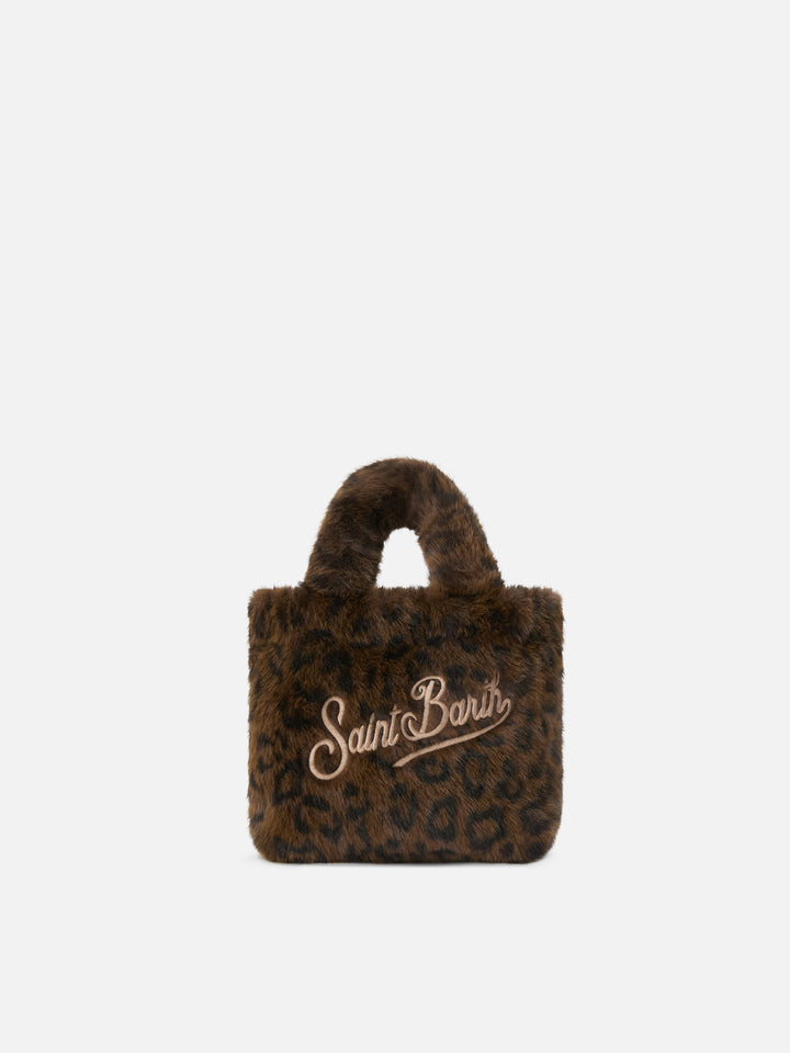 Mini Vanity Soft Tasche aus Kunstfell mit Leopardenprint 