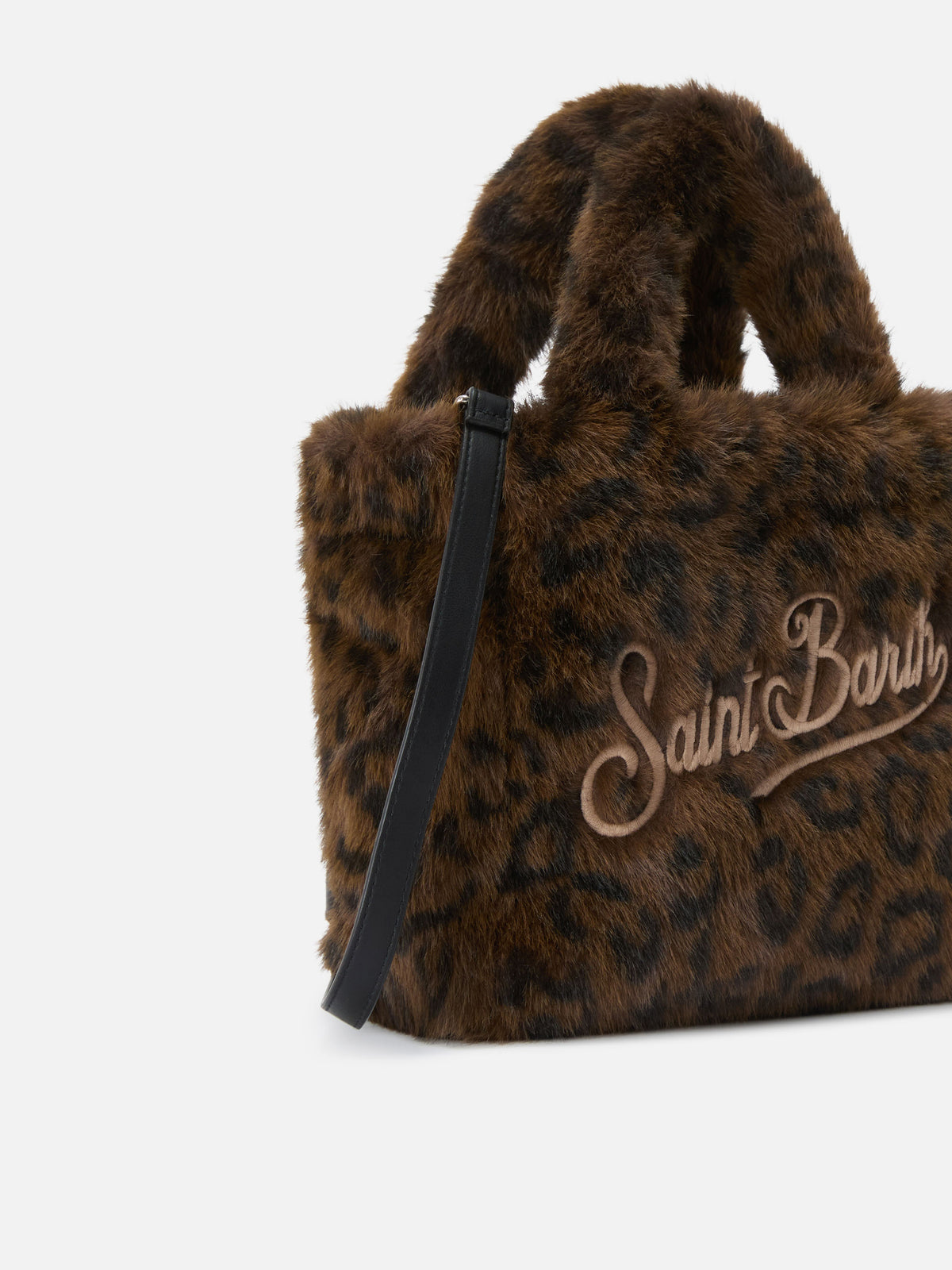 Mini sac Vanity Soft en fausse fourrure à imprimé léopard 
