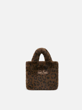 Mini sac Vanity Soft en fausse fourrure à imprimé léopard 
