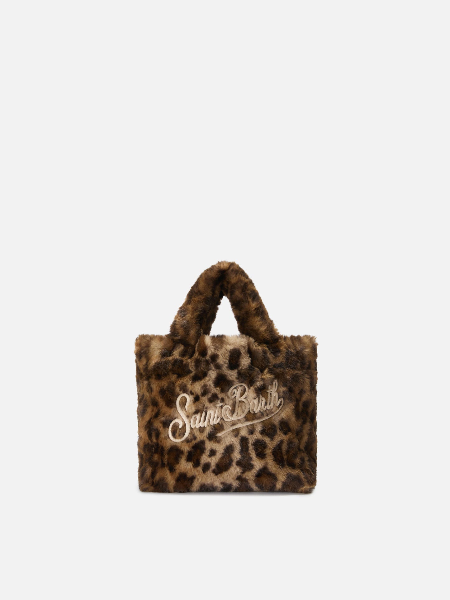 Borsa morbida a mano Vanity Mini Soft in faux fur leopardato