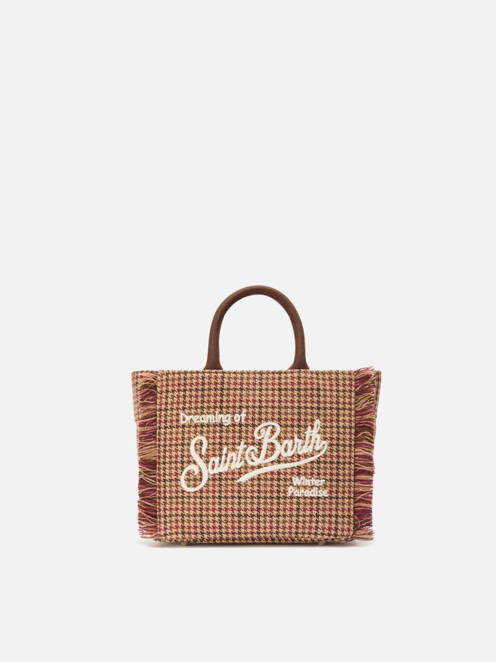 Borsa a mano Vanity Mini Wool in misto lana bordeaux