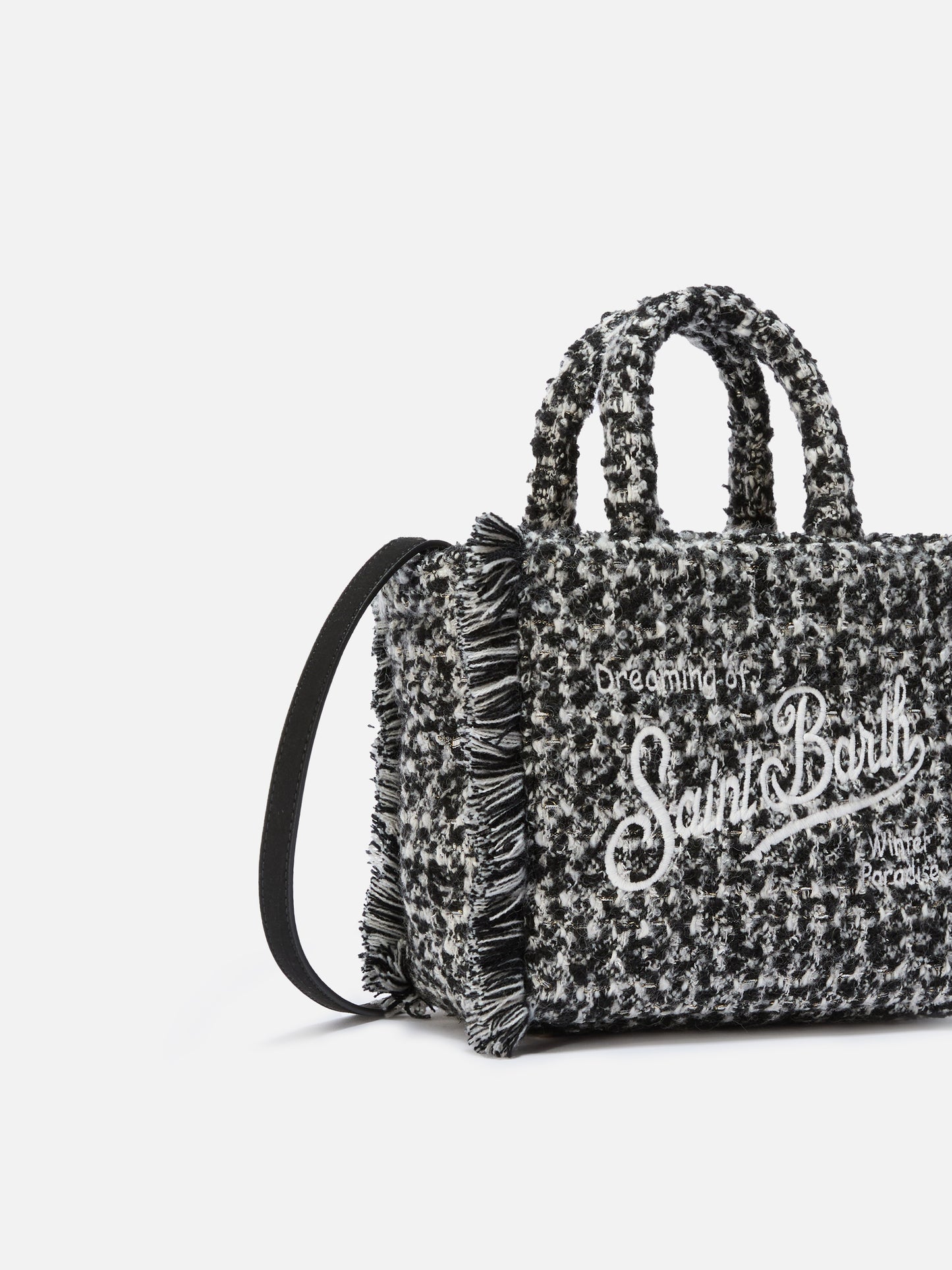 Borsa a mano Vanity Mini Tweed bianco e nero