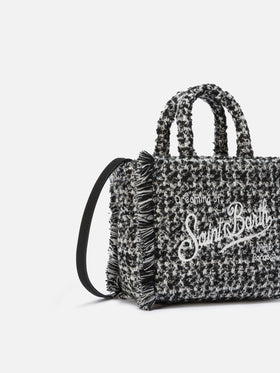 Borsa a mano Vanity Mini Tweed bianco e nero