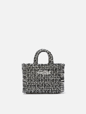 Borsa a mano Vanity Mini Tweed bianco e nero