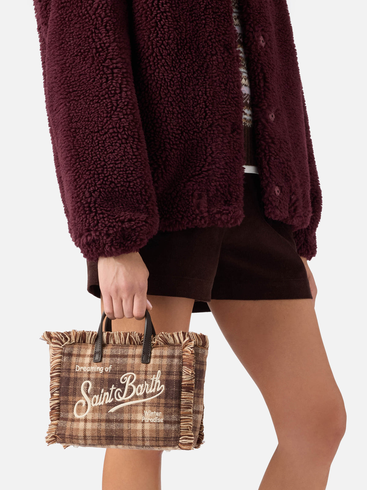 Mini-Vanity-Bag aus Wollmischung mit Tartanmuster 
