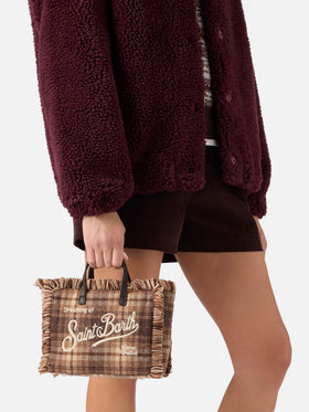 Mini-Vanity-Bag aus Wollmischung mit Tartanmuster 