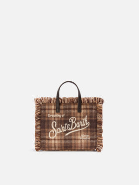 Borsa Mini Vanity in misto lana con motivo tartan