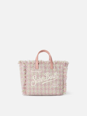 Mini Vanity bag rose en tweed avec fil de lurex 
